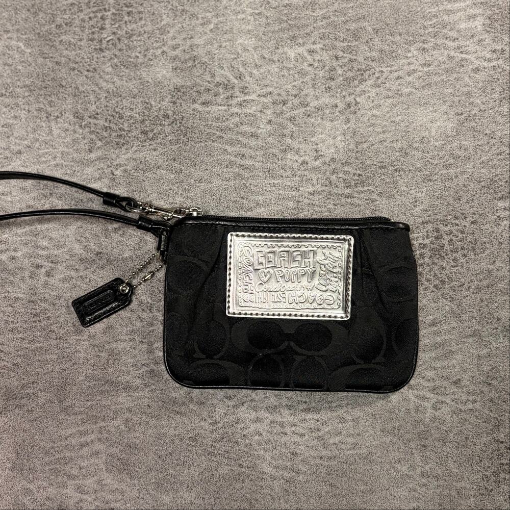 Coach Black Signature Poppy Wristlet